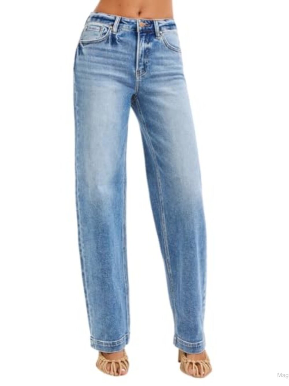 High Rise Wide Baggy Jeans Stretch Denim